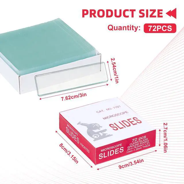 Alt view image 2 of 6 - 50Pack 3600Pcs Microscope Slides, 75 x 25 mm Microscope Glass Slides, Clear Microscope Slides, Microscope Slides Blank, Pre-Cleaned Glass Slides for Classroom & Lab Use