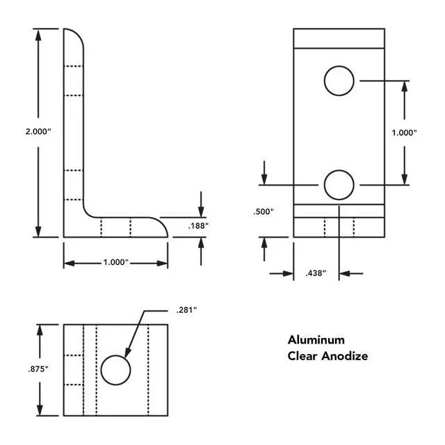 Alt view image 3 of 6 - 8020, 4176, 10 Series, Aluminum 3 Hole Inside Corner Bracket 90 Degree Angle Bracket for T Slot Extruded Aluminum Extrusion (Black Anodize, 25)