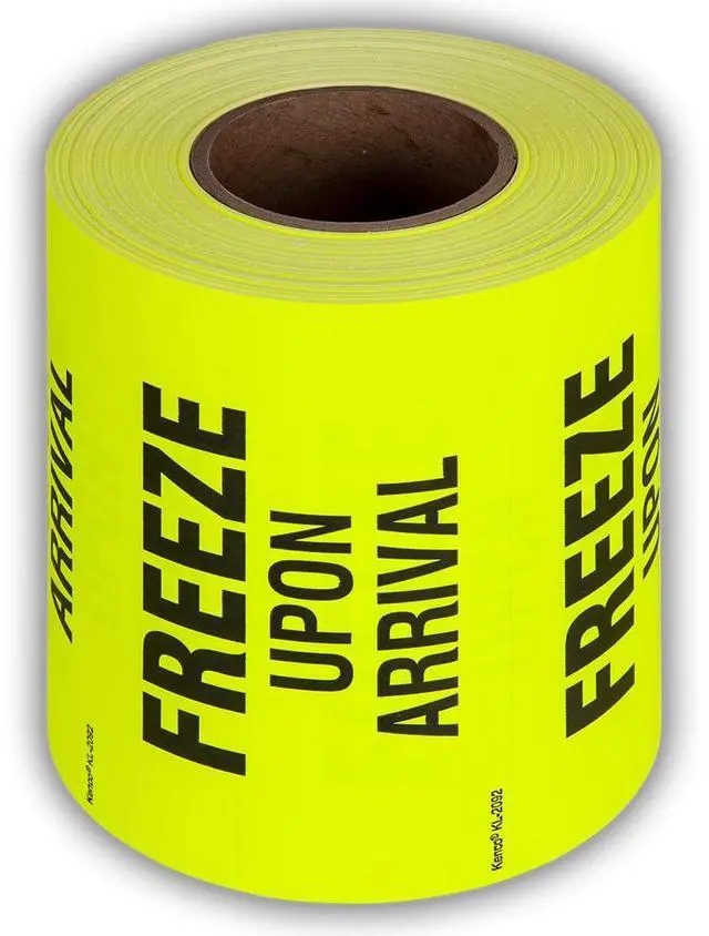 Main image of 3" X 5" Freeze Upon Arrival Fluorescent Shipping Label Stickers for Shipping and Packing - 500 Labels Per Roll (10 Pack)