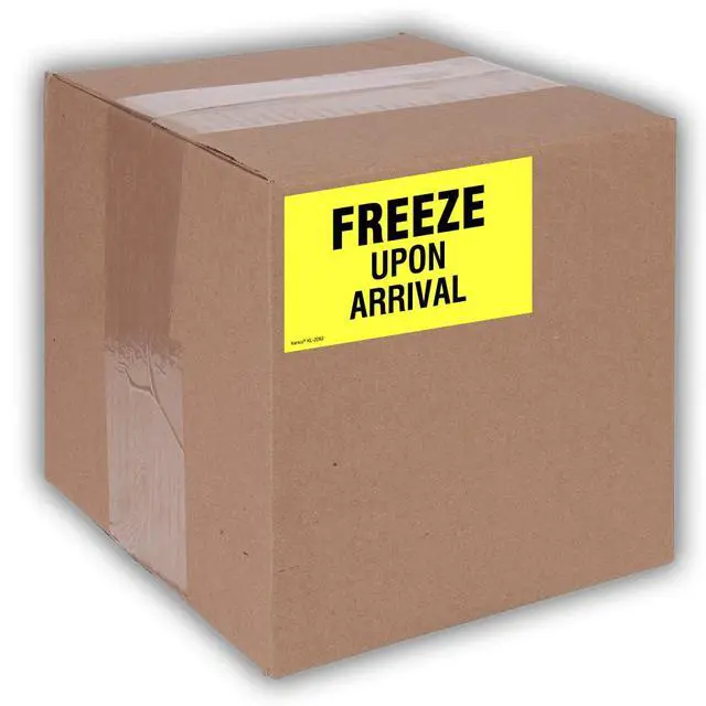 Alt view image 4 of 5 - 3" X 5" Freeze Upon Arrival Fluorescent Shipping Label Stickers for Shipping and Packing - 500 Labels Per Roll (10 Pack)