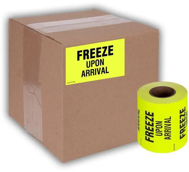 Alt view image 5 of 5 - 3" X 5" Freeze Upon Arrival Fluorescent Shipping Label Stickers for Shipping and Packing - 500 Labels Per Roll (10 Pack)