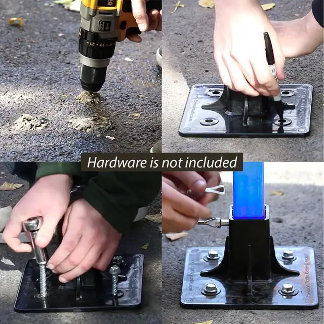 Alt view image 5 of 5 - "Flexible Square Sign Post with Black Base" - 8 Feet Post with Pre- Drilled Holes, Blue, Made in USA
