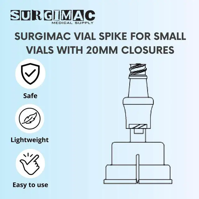 Alt view image 2 of 6 - Vial Spike for Small Vials with 20mm Closures, Case of 50 | Single-Use, Luer-Compatible, Vial Access Adapter