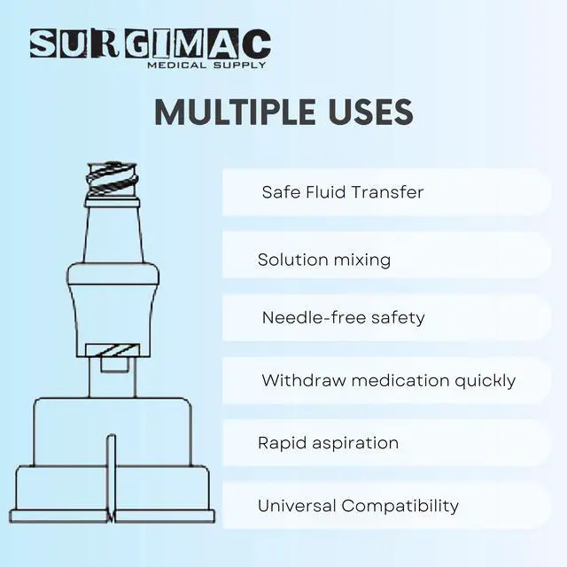 Alt view image 4 of 6 - Vial Spike for Small Vials with 20mm Closures, Case of 50 | Single-Use, Luer-Compatible, Vial Access Adapter