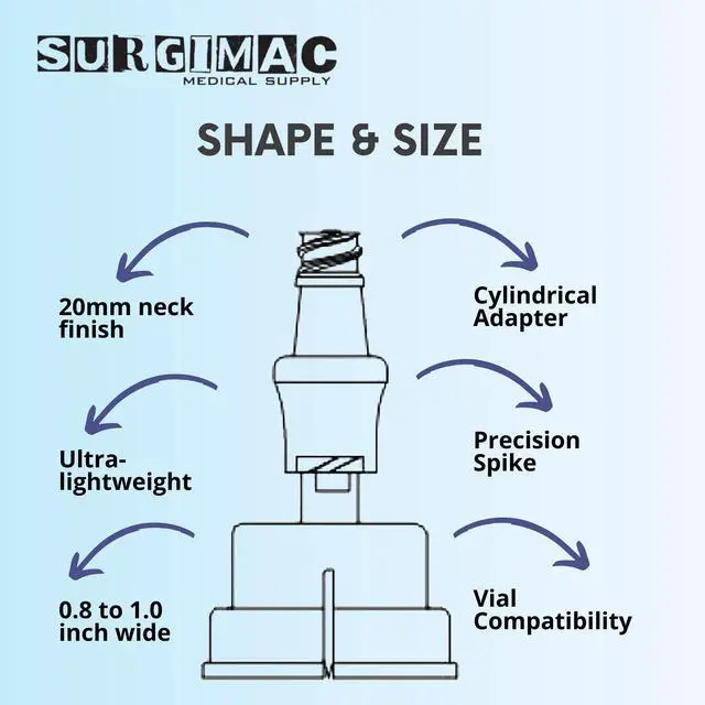 Alt view image 6 of 6 - Vial Spike for Small Vials with 20mm Closures, Case of 50 | Single-Use, Luer-Compatible, Vial Access Adapter