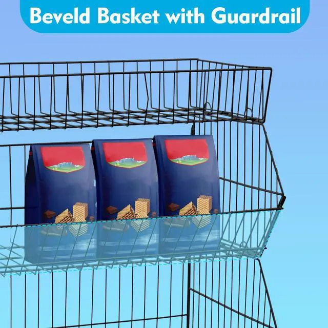 Alt view image 4 of 6 - Retail Display Rack 5-Tier Market Merchandise Display Shelf Fruit Storage Shelf Vegetable Snack Basket Retail Store Supplies with Wheels for Home Store Market (18" D X 19" W X 55" H- Black)