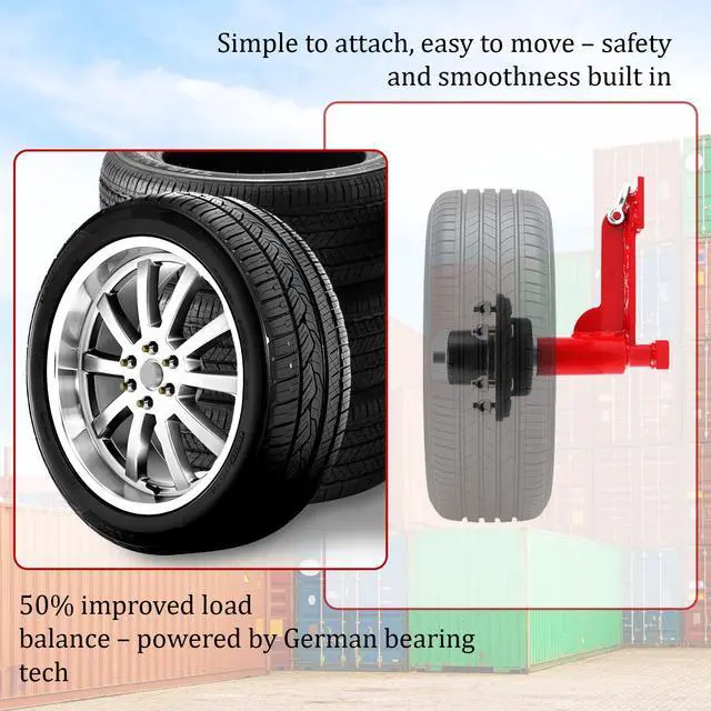 Alt view image 5 of 6 - Shipping Container Wheel Kit, Ratchet Straps & Shackles,Shipping Container Accessories,6-Lug Wheels with Heavy-Duty Axles,Heavy-Duty Mobility for 20ft & 40ft Empty Containers