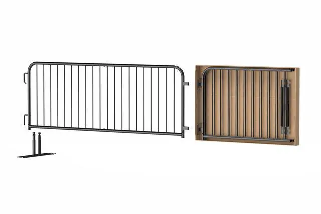 Alt view image 4 of 6 - Barricade in a Box 2.0 - Heavy Duty Interlocking Steel Barricade, 8.5 Ft. (Black, Flat feet)