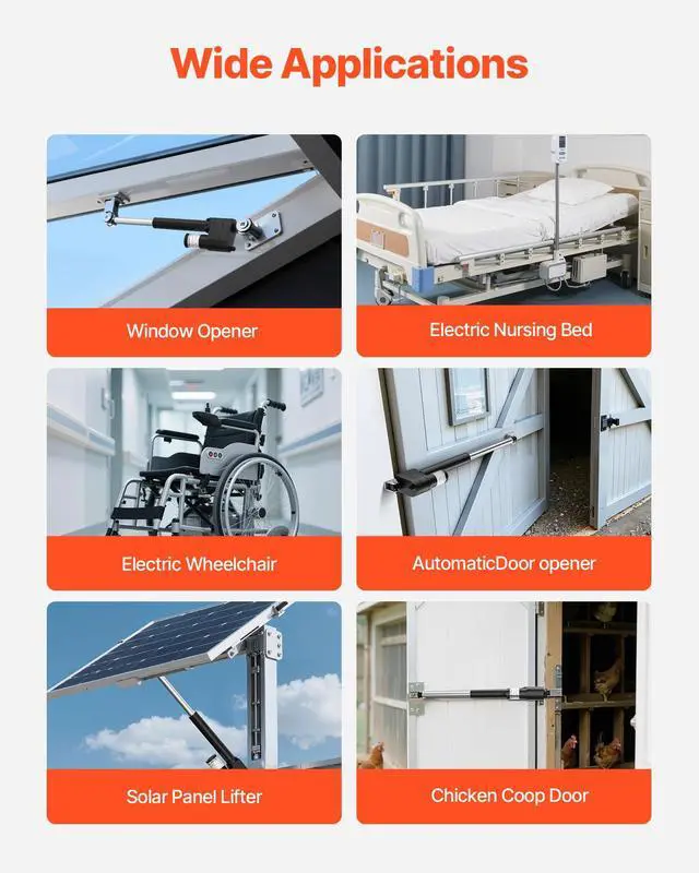 Alt view image 6 of 6 - 12V Linear Actuator, 6 Inch Ultra Heavy-Duty 2023lbs/9000N Linear Motion Actuator, IP65 Waterproof 0.2"/s with Mounting Brackets for Industrial Machinery Vessels, Heavy Lifting Systems