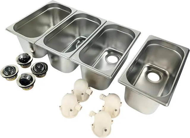 Main image of 4-Compartment DropIn Stainless Steel Concession Sink,Thicker 22-Gauge 18/8 | NSF Certified Includes 4 Bar Drains & Free Drain Traps Portable Hand-Washing Station for Food Trucks & Trailers