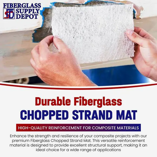 Alt view image 4 of 6 - Fiberglass Chopped Strand Mat 1.5 oz Full Roll| 50 inches Wide x 204 Feet Long | 68 Yards Rolled | Hand Layup, Vacuum Bagging, Polyester or Vinyl Ester Resins