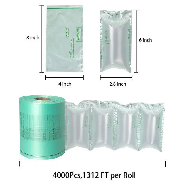 Alt view image 3 of 6 - MINI AIR EASI EA2/EA2S Air Pillows for Shipping, Packaging Air Bags, 8"X4" 4000Pcs 1312 FT Per Roll, Inflatable Supplies Box Filler, Air Cushion Film, 2 Roll
