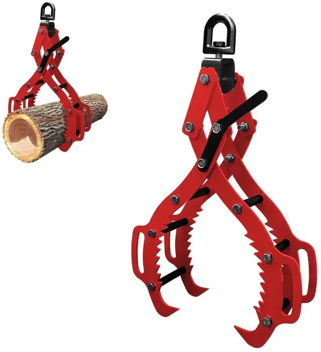 Main image of Log Grapple for Logging Tongs, Upgraded 4 Claw Timber Claw Hook Eagle Claws Design, Log Grabs Timber Lifting Tongs for Truck, ATV, Tractor and Skidder (Red, 36inch)