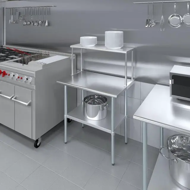 Alt view image 6 of 6 - Stainless Steel Single Overshelf for 36" Long Prep Table. 12" Wide x 36" Long x 18" High