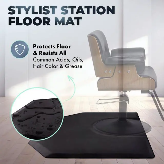 Alt view image 3 of 6 - Buy-Rite 4 ft. x 5 ft. Anti Fatigue Super Soft Hexagonal Salon Mat or Barber Mat with Semi-Circular Indentation for Chair, Puncture Proof, 7/8 Width, SHP-SS4050X7/8