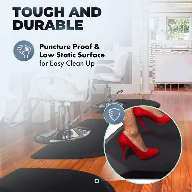 Alt view image 4 of 6 - Buy-Rite 4 ft. x 5 ft. Anti Fatigue Super Soft Hexagonal Salon Mat or Barber Mat with Semi-Circular Indentation for Chair, Puncture Proof, 7/8 Width, SHP-SS4050X7/8