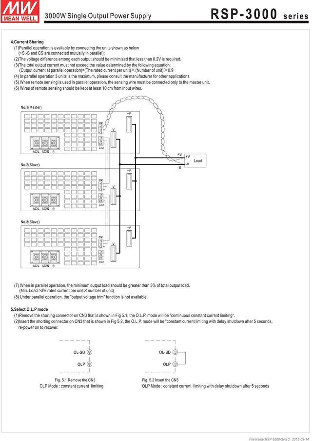 Alt view image 5 of 6 - RSP-3000-48 Enclosed Switching AC-to-DC Power Supply, Single Output, 48V, 0-62.5A, 3000W, 2.5" H x 7.0" W x 10.9" L