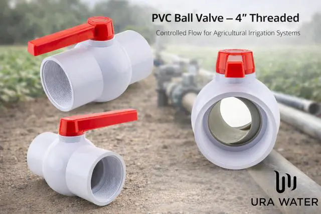 Alt view image 2 of 6 - PVC Shut-Off Ball Valve 4" - 150 psi - Schedule 40 - Threaded (2-Pack)