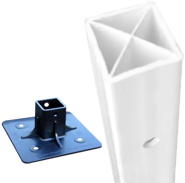 Main image of "Flexible Square Sign Post with Black Base" - 8 Feet Post with Pre- Drilled Holes, White, Made in USA