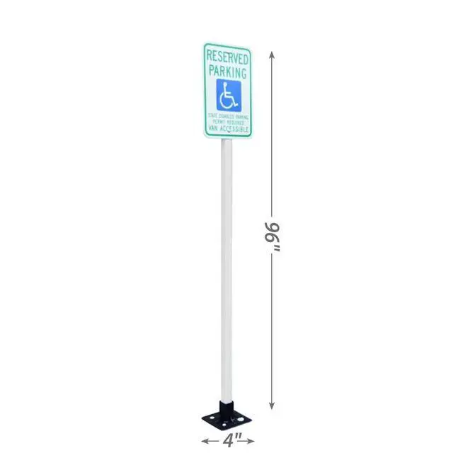 Alt view image 6 of 6 - "Flexible Square Sign Post with Black Base" - 8 Feet Post with Pre- Drilled Holes, White, Made in USA