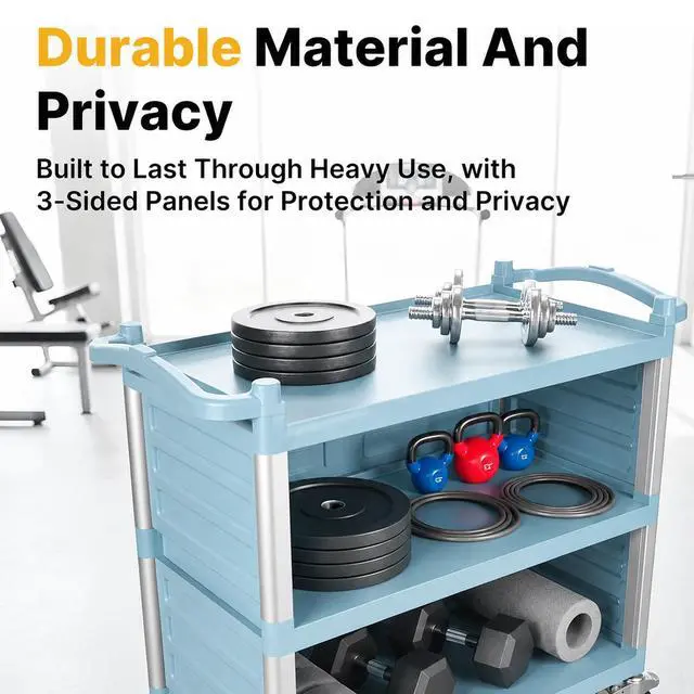 Alt view image 2 of 6 - Select Dual-Handle Utility Service Cart, 3 Shelves, 440 lb. Capacity