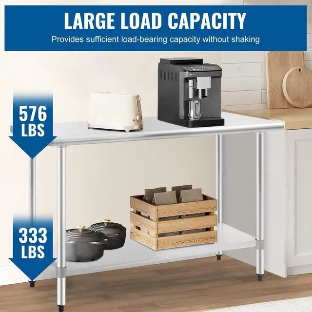 Alt view image 4 of 6 - Kitchen Work Table Scratch Resistent and Antirust Metal Stainless Steel Work Table with Adjustable Foot Scratch Resistent (24Wx48L)