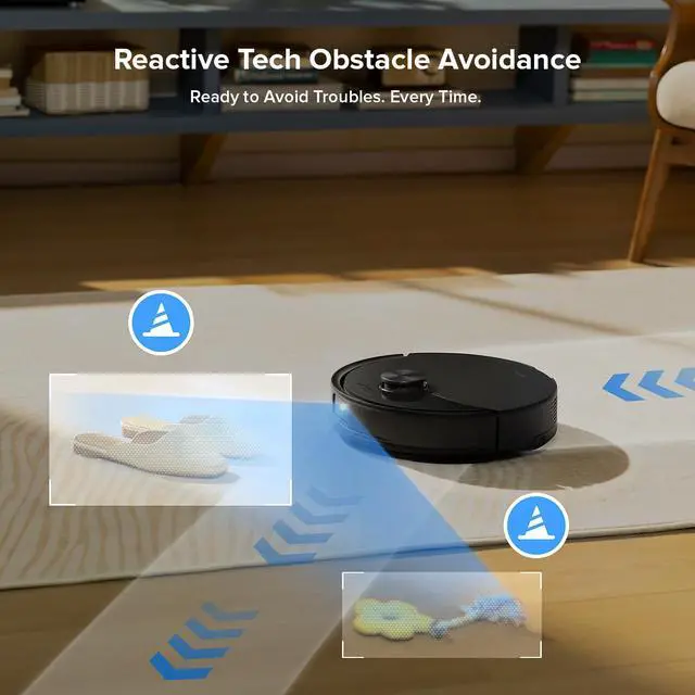 Alt view image 3 of 6 - Q10 S5+ Robot Vacuum and Mop, 10,000Pa Suction, Upgraded from Q8 max+, 70 Days Self-Emptying, Obstacle Avoidance, Sonic Mopping, Dual Anti-Tangle Design, Auto Mop Lifting, Black