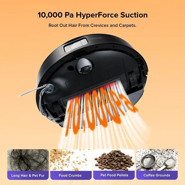 Alt view image 4 of 6 - Q10 S5+ Robot Vacuum and Mop, 10,000Pa Suction, Upgraded from Q8 max+, 70 Days Self-Emptying, Obstacle Avoidance, Sonic Mopping, Dual Anti-Tangle Design, Auto Mop Lifting, Black