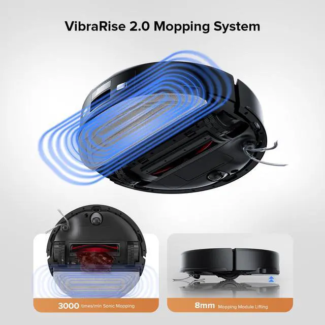 Alt view image 5 of 6 - Q10 S5+ Robot Vacuum and Mop, 10,000Pa Suction, Upgraded from Q8 max+, 70 Days Self-Emptying, Obstacle Avoidance, Sonic Mopping, Dual Anti-Tangle Design, Auto Mop Lifting, Black