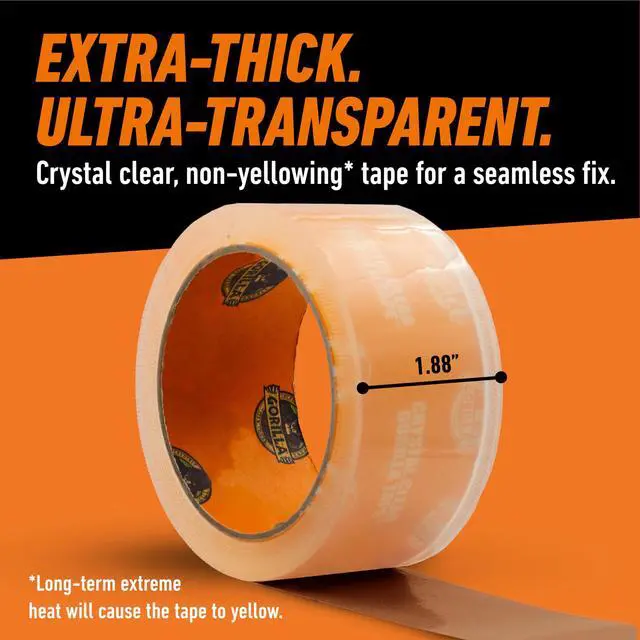 Alt view image 6 of 6 - Crystal Clear Tape, 1.88 x 18 yd (Pack of 12) - Weather Resistant for Indoor or Outdoor Projects and Repairs