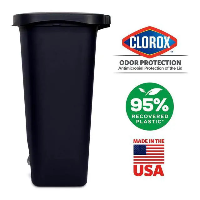 Alt view image 3 of 5 - 4 Pack 13 Gal Trash Can | Plastic Kitchen Waste Bin with Odor Protection of Lid | Hands Free with Step On Foot Pedal and Garbage Bag Rings, Black