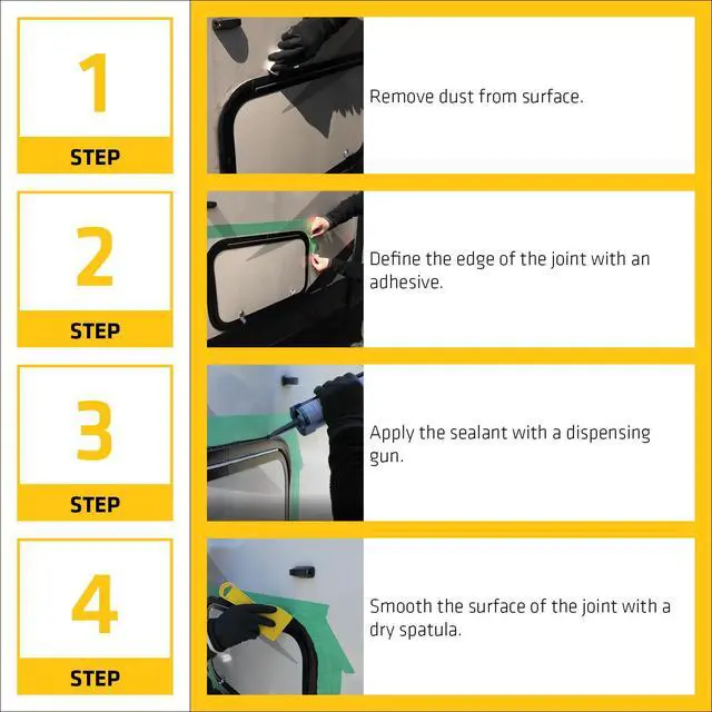 Alt view image 4 of 6 - flex-221, Black, Multi-Purpose Polyurethane Sealant & Adhesive, Permanent Elastic Seal, Sandable/Paintable, NSF Approved for Drinking Water, 10.1 (Pack of 24)