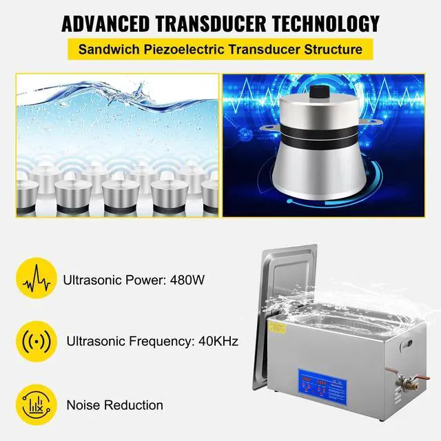 Alt view image 3 of 6 - 22L Industrial Sonic Cleaner with Digital Timer&Heater 40kHz Professional Sonic Cleaner 110V with Excellent Cleaning Effect for Wrench Tools Industrial Parts Mental Apparatus
