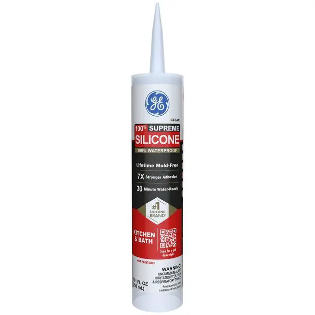 Alt view image 2 of 6 - Supreme Silicone Caulk for Kitchen & Bathroom, Clear, 10 fl oz Cartrid, 12 Pack - 100% Waterproof Silicone Sealant, 7X Stronr Adhesion, Shrink & Crack Proof