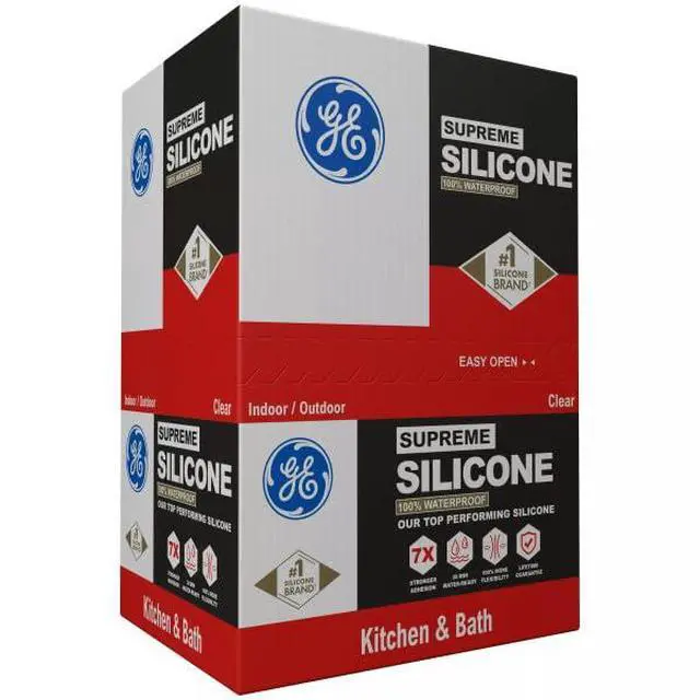 Alt view image 5 of 6 - Supreme Silicone Caulk for Kitchen & Bathroom, Clear, 10 fl oz Cartrid, 12 Pack - 100% Waterproof Silicone Sealant, 7X Stronr Adhesion, Shrink & Crack Proof