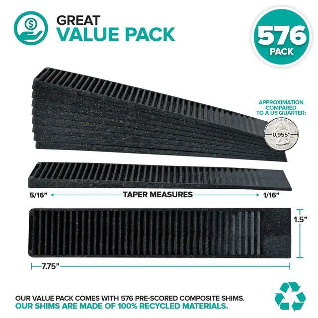 Alt view image 2 of 6 - Composite Shims (576 Pack) - Hard Composite Shims - Home Improvement - Durable Shims for Leveling - Restaurant Table Levelers - Table Wedges - Toilet Levelers - DIY Furniture Levelers