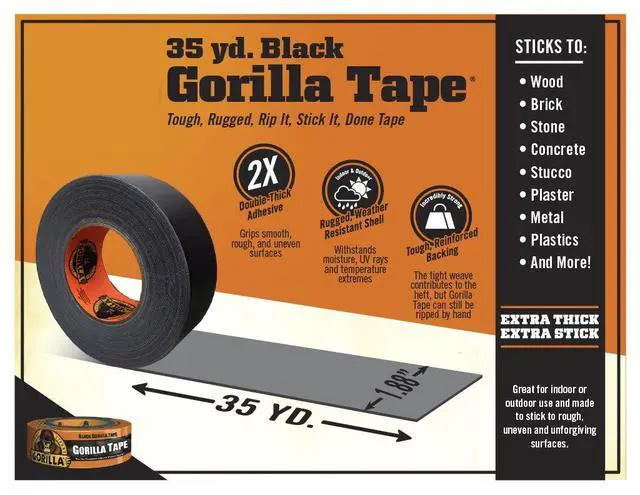 Alt view image 2 of 6 - Duct Tape, Black Tape, 1.88" x 35 yd, Heavy Duty and Weather Resistant for Indoor or Outdoor, (Pack of 12)