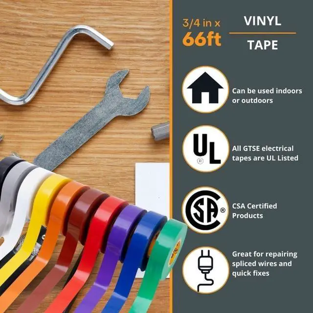 Alt view image 4 of 6 - Mixed Colors Electrical Tape, 120-Pack Waterproof, Industrial Grade Vinyl, 3/4 in x 66ft Strong Self-Adhesive PVC Electric Tape for Wire Insulation, 7 Mil, 600V UL/CSA Listed