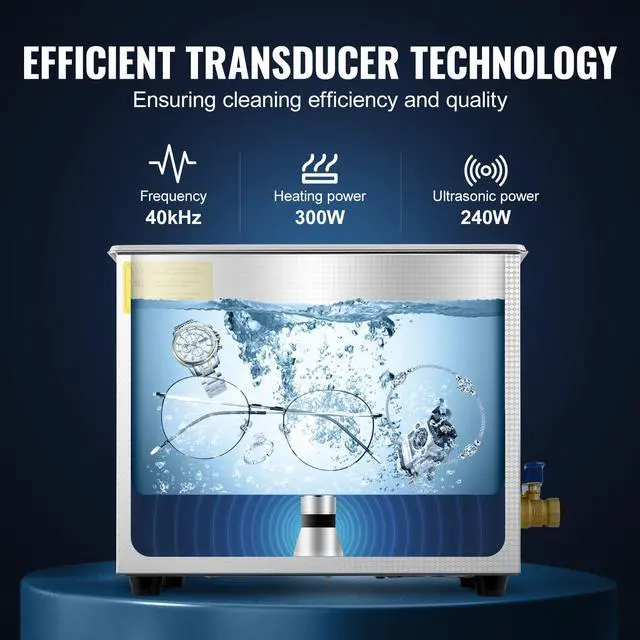 Alt view image 3 of 6 - 10L Professional Sonic Cleaning, Stainless Steel Industrial Machine with Digital Timer & Heater, Ideal for Jewelry, Dentures, Instruments, and Industrial Parts, 110V, FCC/CE/RoHS Certified