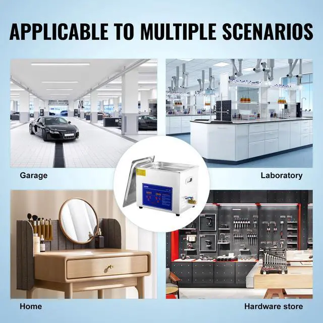 Alt view image 6 of 6 - 10L Professional Sonic Cleaning, Stainless Steel Industrial Machine with Digital Timer & Heater, Ideal for Jewelry, Dentures, Instruments, and Industrial Parts, 110V, FCC/CE/RoHS Certified