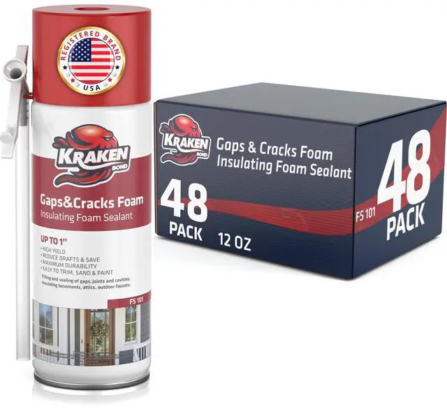 Main image of Gaps & Cracks Expanding Foam Sealant - (48x12oz) High Expansion Polyurethane Spray Foam for Window & Door, Straw Use Waterproof High Yield Gap Filler - 48 Pack
