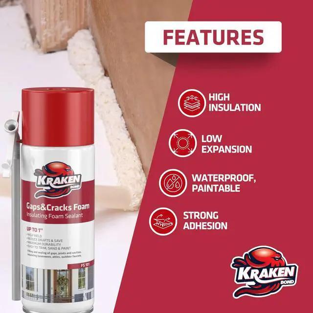 Alt view image 3 of 5 - Gaps & Cracks Expanding Foam Sealant - (48x12oz) High Expansion Polyurethane Spray Foam for Window & Door, Straw Use Waterproof High Yield Gap Filler - 48 Pack