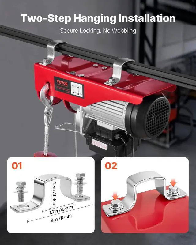 Alt view image 6 of 6 - Electric Hoist, 2200 lbs 120V Electric Winch with 328 ft Wireless & 14 ft Wired Remote Control, 40 ft Single Cable Lifting Height, Single/Double Slings, Lift Hoist for Garage Warehouse Factory