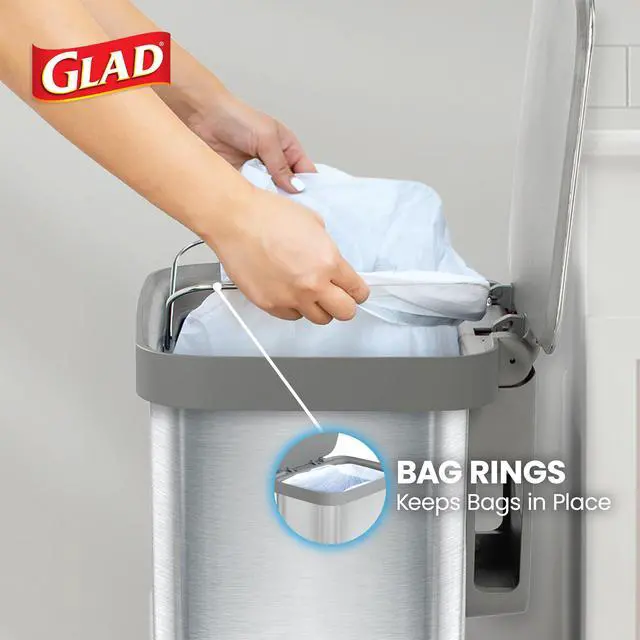 Alt view image 6 of 6 - 20 Gallon All Brushed Stainless Steel Trash Can with Clorox Odor Protection | Large Metal Kitchen Garbage Bin with Soft Close Lid, Garbage Bag Rings, Step On Foot Pedal and Waste Bag Roll Holder