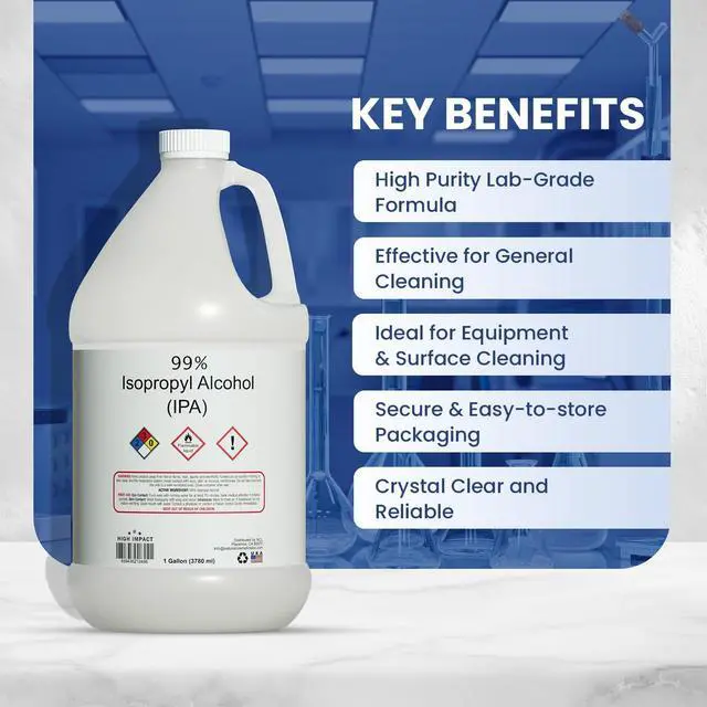Alt view image 2 of 6 - High Impact 99% Isopropyl Alcohol (IPA) Gallon - Made in The USA - Pack of 12-128 fl oz Each