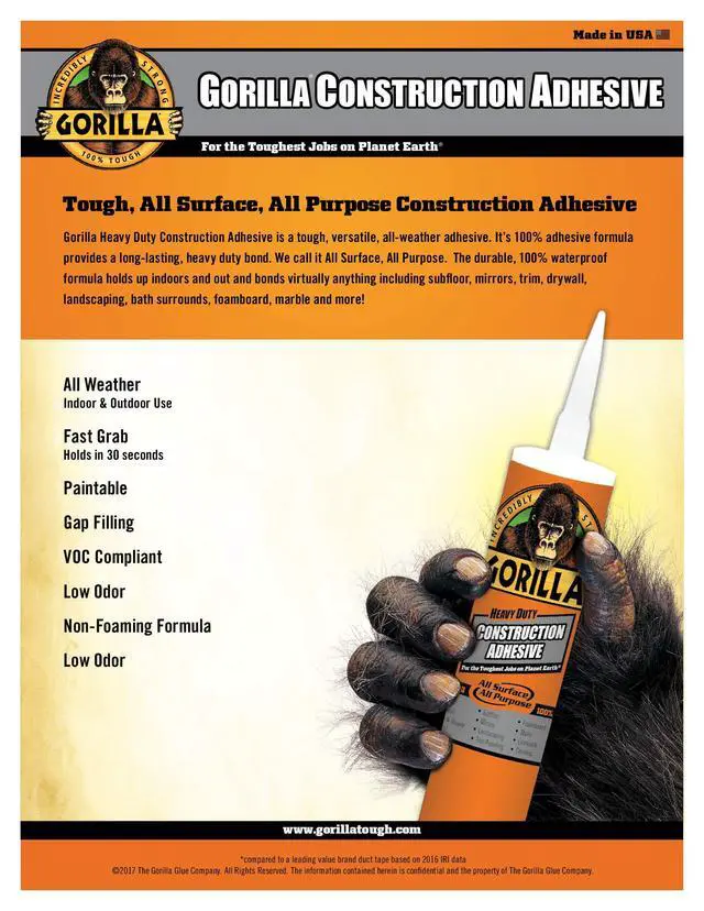 Alt view image 2 of 6 - Heavy Duty Construction Adhesive, White Glue, 9 Ounce Cartridge - Gap Filling and Waterproof (Pack of 12)
