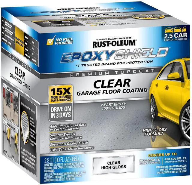Main image of 292514 EPOXYSHIELD Premium Clear Garage Floor Coating Kit, 2.5 Car, Gloss Clear