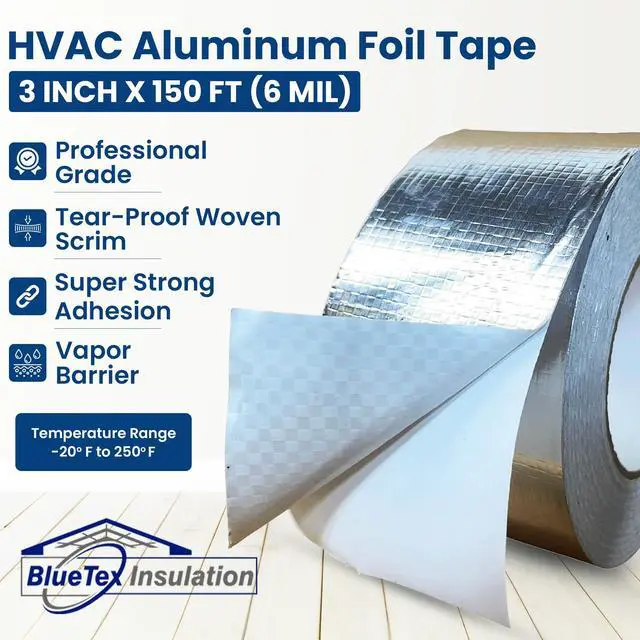 Alt view image 2 of 6 - HVAC Aluminum Foil Tape 3 inch x 150 ft (6 mil), Professional Grade Silver Duct Tape Metallic, Tear-Proof HVAC Tape, Heavy Duty, for Ductwork, Dryer Vent & Insulation - 16 Rolls