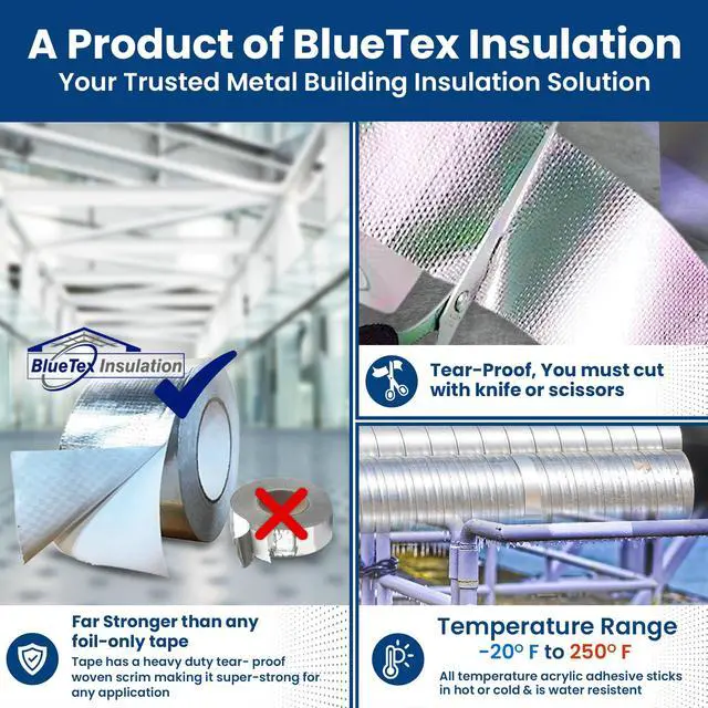 Alt view image 4 of 6 - HVAC Aluminum Foil Tape 3 inch x 150 ft (6 mil), Professional Grade Silver Duct Tape Metallic, Tear-Proof HVAC Tape, Heavy Duty, for Ductwork, Dryer Vent & Insulation - 16 Rolls