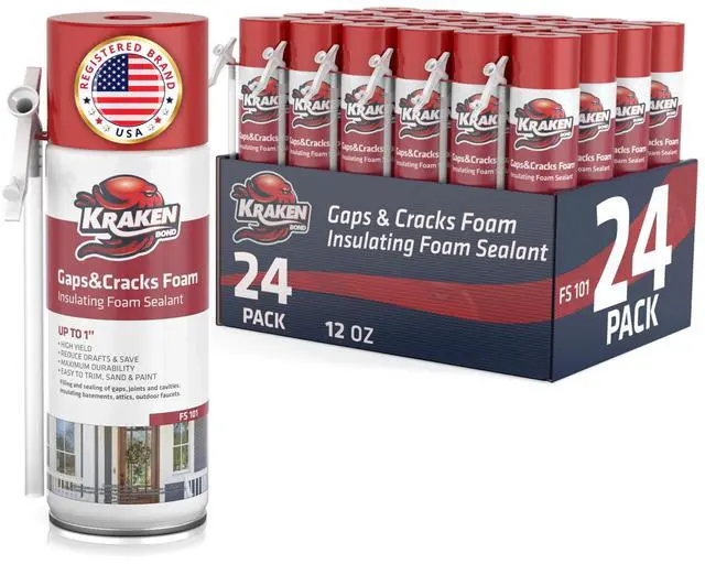 Main image of Gaps & Cracks Expanding Foam Sealant - (24x12oz) High Expansion Polyurethane Spray Foam for Window & Door, Straw Use Waterproof High Yield Gap Filler - 24 Pack